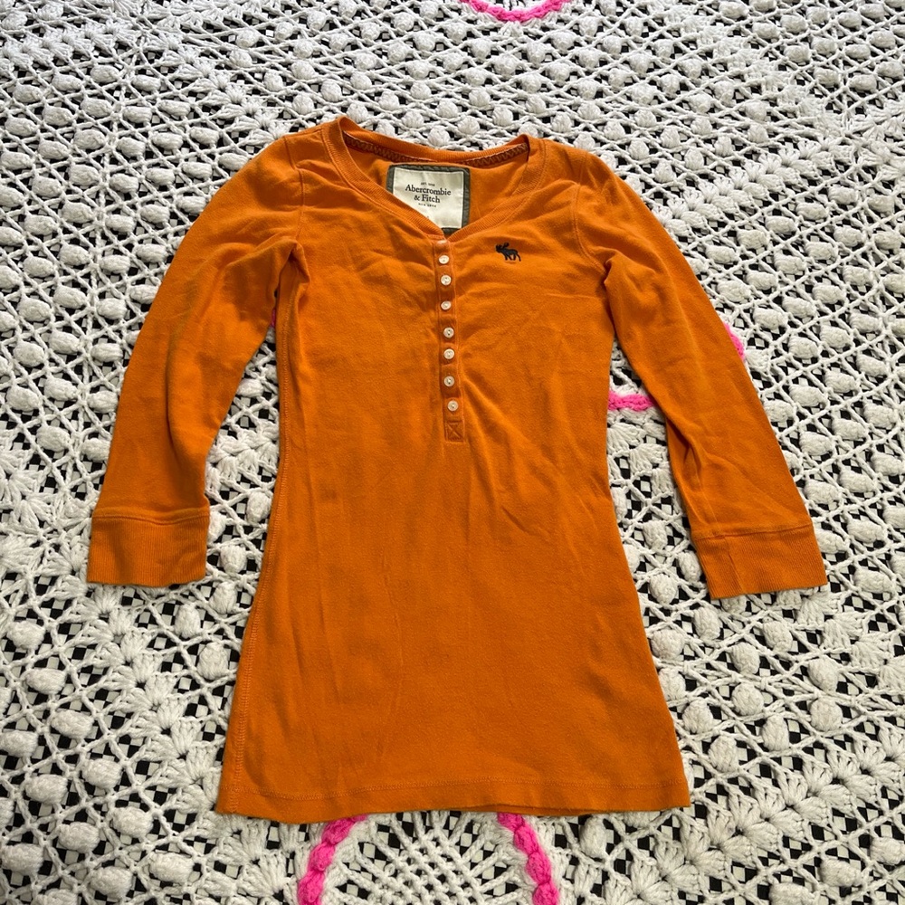 Abercrombie & Fitch Bright Orange Henley Tee
